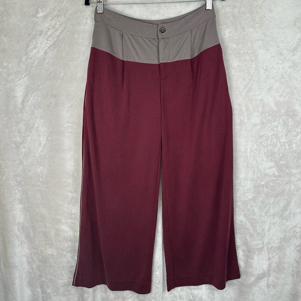 Free People Pants Womens 0 Gray Maroon Wide Leg Pockets Stretch Mid Rise Boho